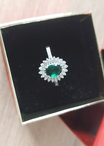 925 ayar Zümrüt doğal taşlı yüzük - Görsel 2