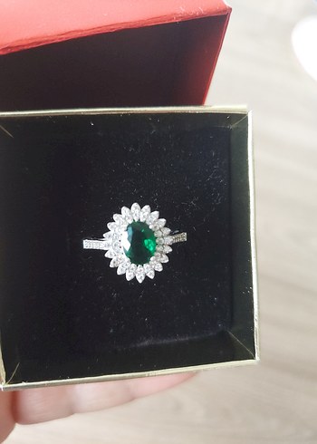 925 ayar Zümrüt doğal taşlı yüzük - Görsel 10