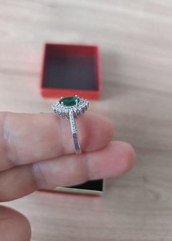 925 ayar Zümrüt doğal taşlı yüzük - Görsel 7