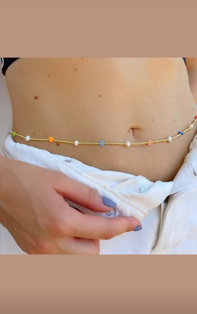 Boncuklu Çok Renkli Bohem Vücut Zinciri - Görsel 3
