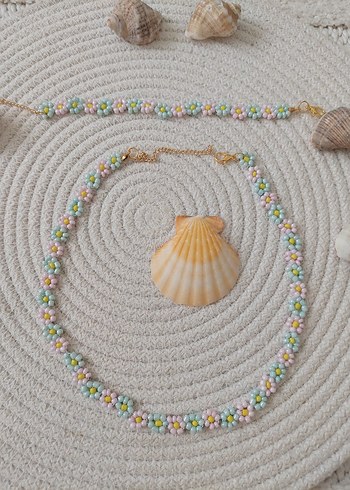 Beden çeşitli Renk Pastel Renkli Boncuklu Uzun Kadın Kolye