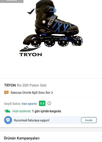 Zara Tryon paten 34-37 numara araligi