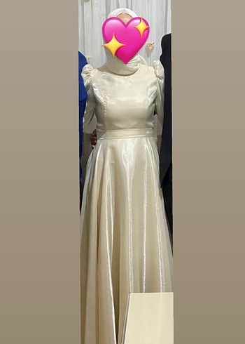 Drapeli Uzun Beyaz Nişan Elbisesi - Görsel 4