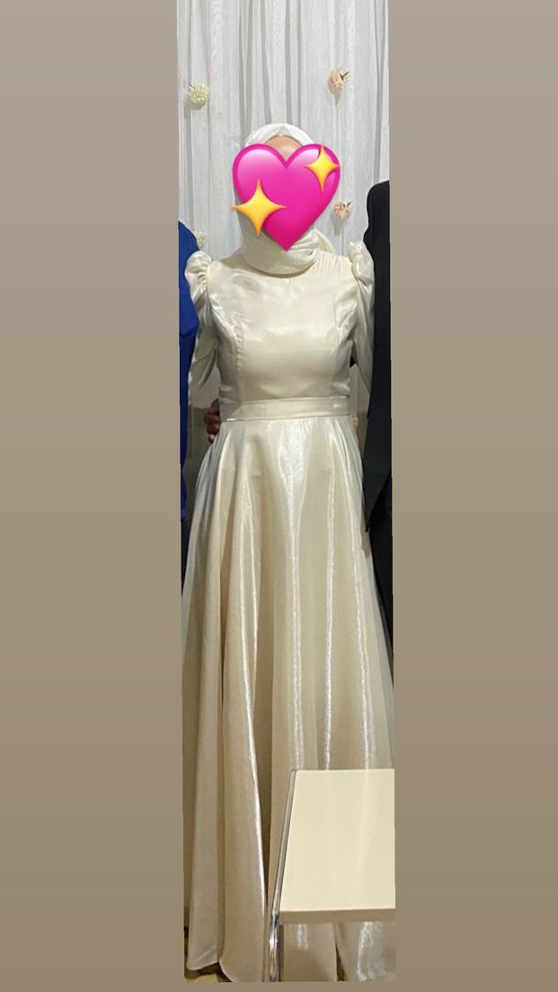 Drapeli Uzun Beyaz Nişan Elbisesi - Görsel 4