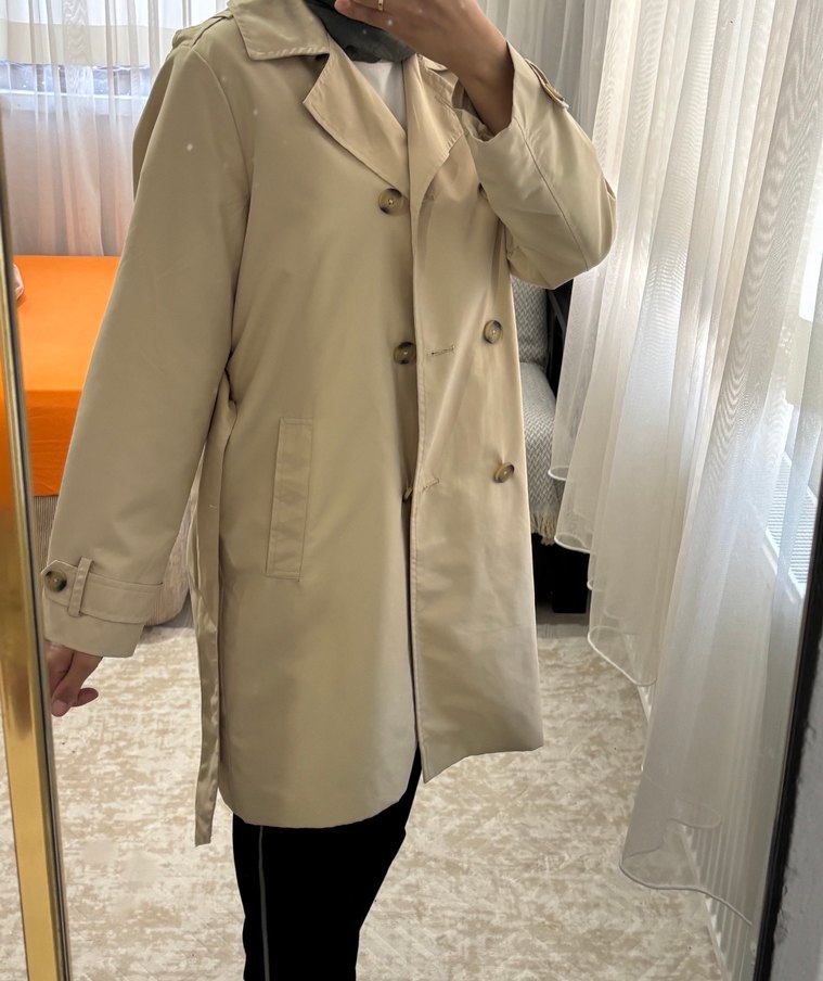 Bej Midi Kadın Trençkot - Görsel 4