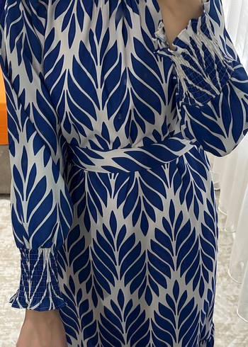 Mavi Pilili Uzun Bohem Elbise - Görsel 4