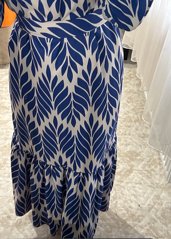 Mavi Pilili Uzun Bohem Elbise - Görsel 5