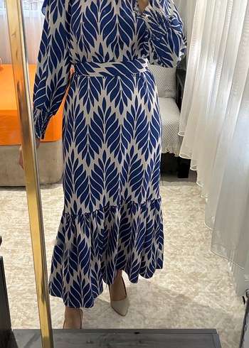 Mavi Pilili Uzun Bohem Elbise - Görsel 10