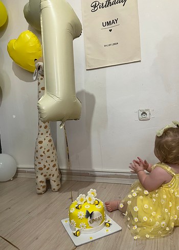 Sarı Dantel Detaylı Kız Elbise