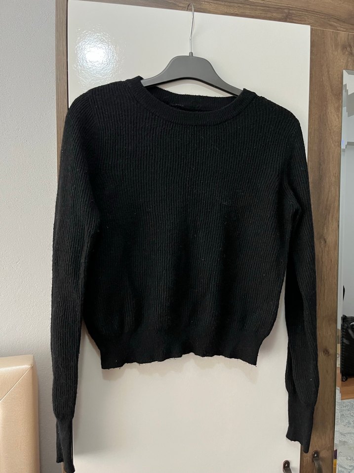 Siyah Kadın Triko Uzun Kollu Kazak - Görsel 2