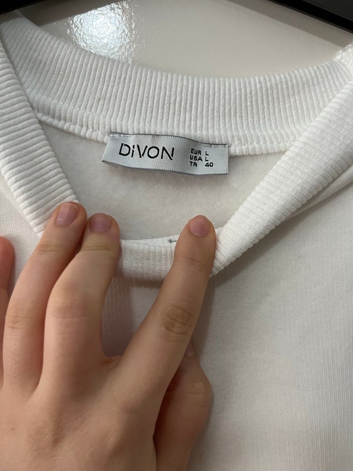 Beyaz Kadın Sweatshirt Uzun Kollu Rahat Kesim - Görsel 4