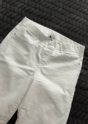 Beyaz Keten Kadın Midi Pantolon - Görsel 2