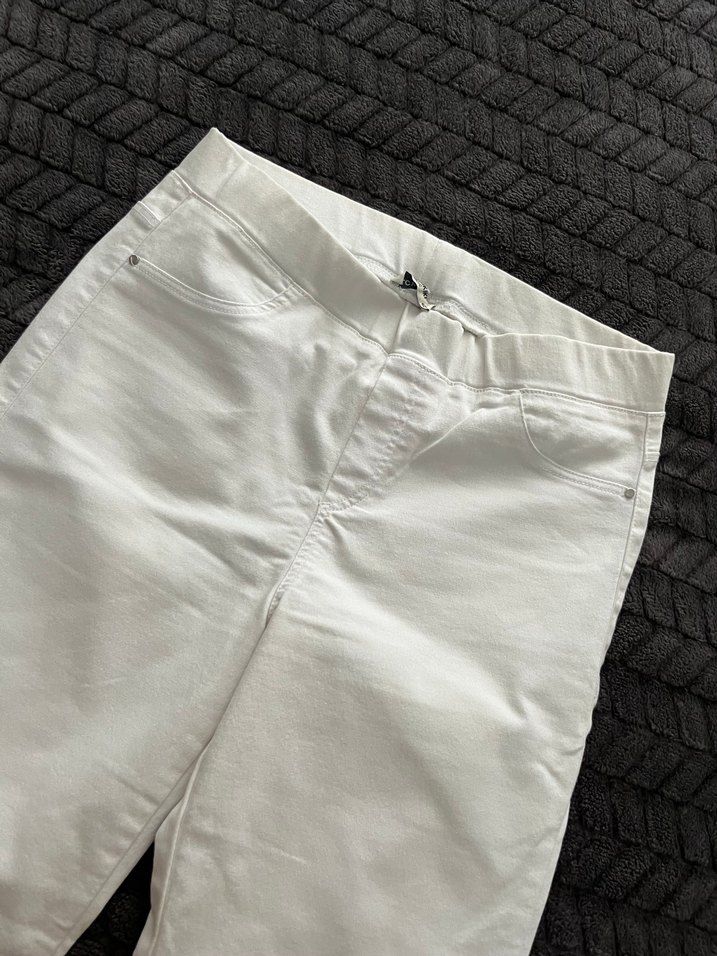 Beyaz Keten Kadın Midi Pantolon - Görsel 2