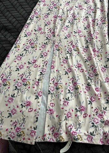 Pembe Çiçekli Uzun Straplez Elbise - Görsel 3