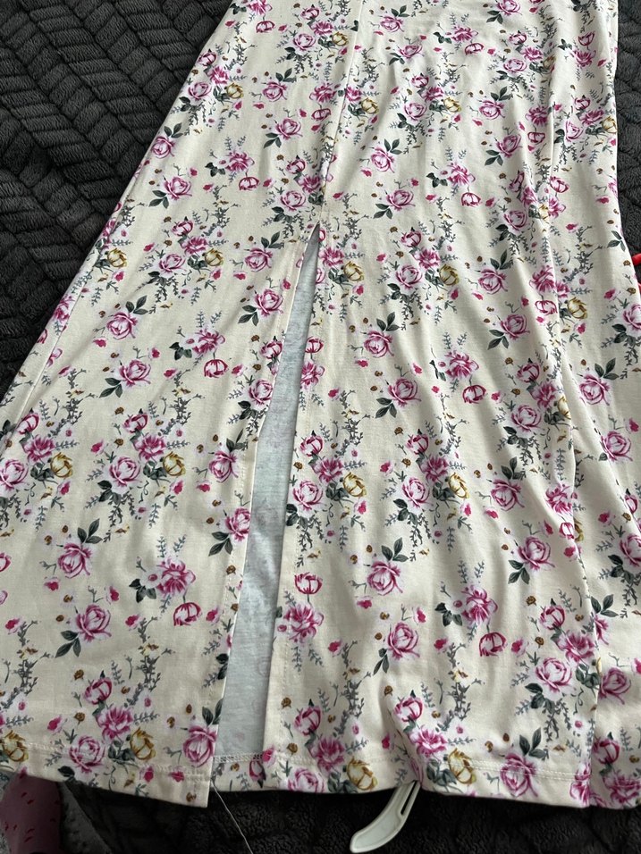 Pembe Çiçekli Uzun Straplez Elbise - Görsel 3