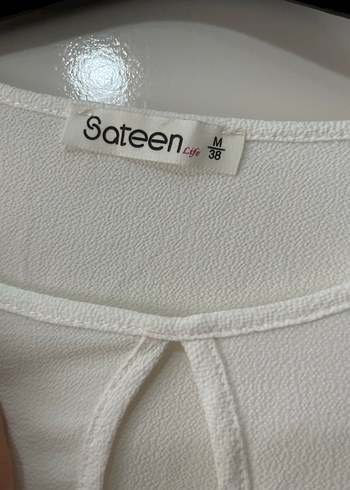 Beyaz Kısa Kollu Kadın Keten Bluz - Görsel 4