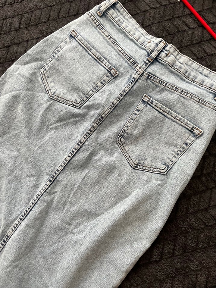 Gri Midi Denim Kadın Kot Etek - Görsel 3