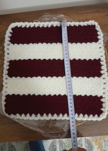 Bordo Beyaz el Örgü Banyo lif - Görsel 2