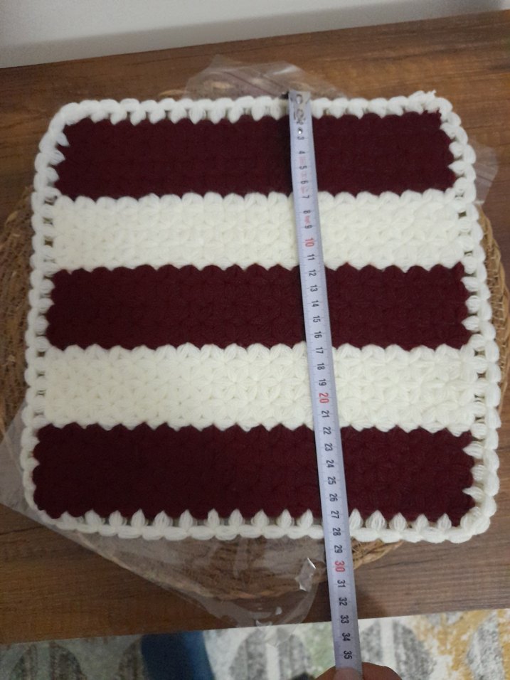 Bordo Beyaz el Örgü Banyo lif - Görsel 2