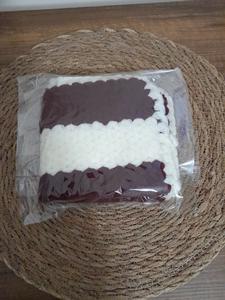 Bordo Beyaz el Örgü Banyo lif - Görsel 3