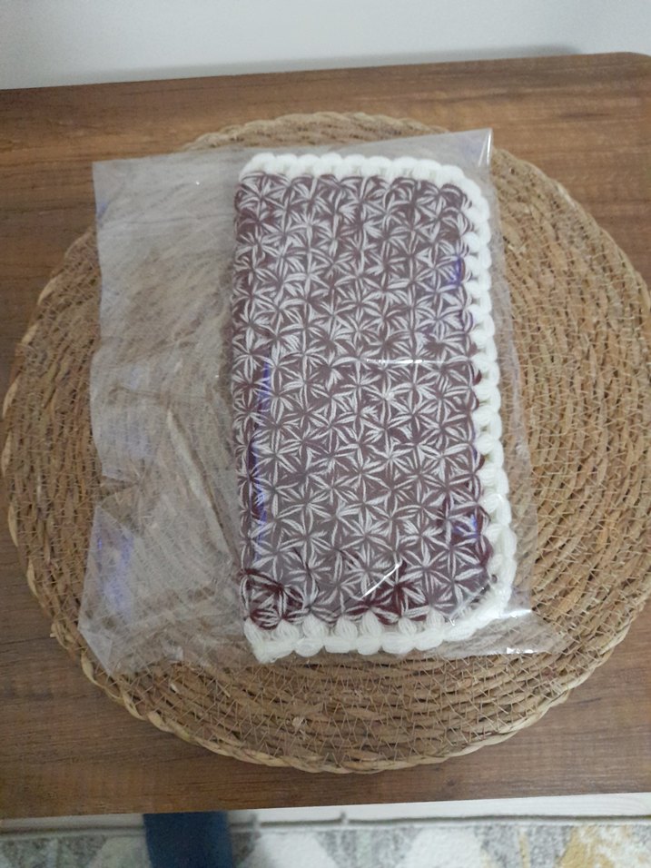 Bordo ve Gri el örgü Banyo lif - Görsel 3