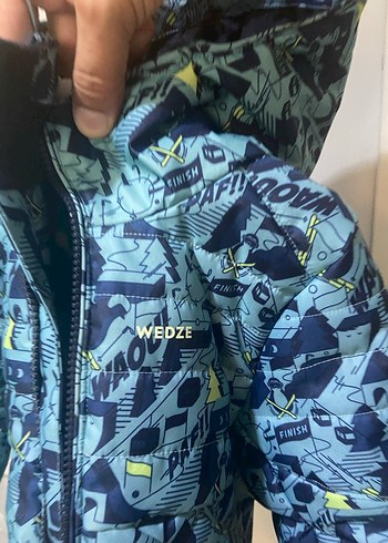 Decathlon Decathlon Wedze Erkek Çocuk Mavi Baskılı Fermuarlı Mont