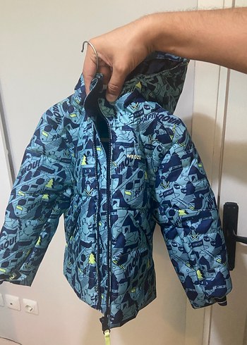 Decathlon Wedze Erkek Çocuk Mavi Baskılı Fermuarlı Mont