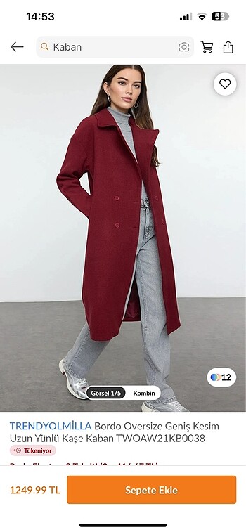 Trendyol Milla Bordo Kaban
