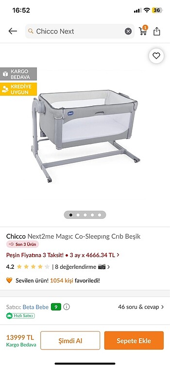 Chicco next2me magic anne yanı