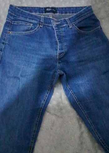 Düğmeli Mavi kot Denim Jean
