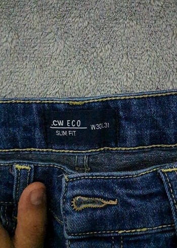 30 Beden Düğmeli Mavi kot Denim Jean