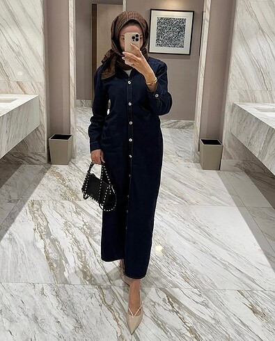 38 Beden lacivert Renk Denim elbise