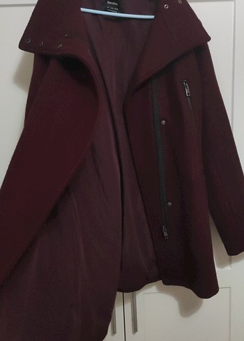 l Beden bordo Renk Bordo Fermuarlı Kaban