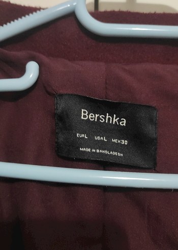 Bershka Bordo Fermuarlı Kaban