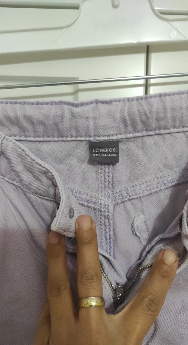 Mor Rahat Kesim Kız Kot Pantolon - Görsel 2