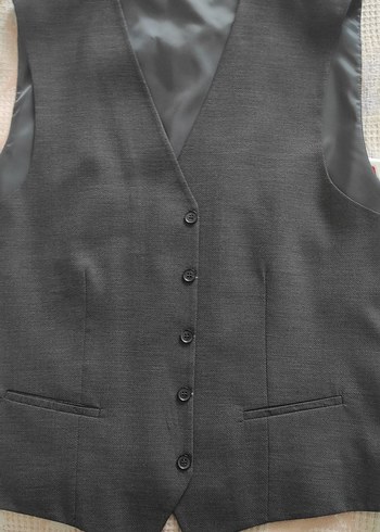 Gri Düğmeli Erkek Yelek - Görsel 5