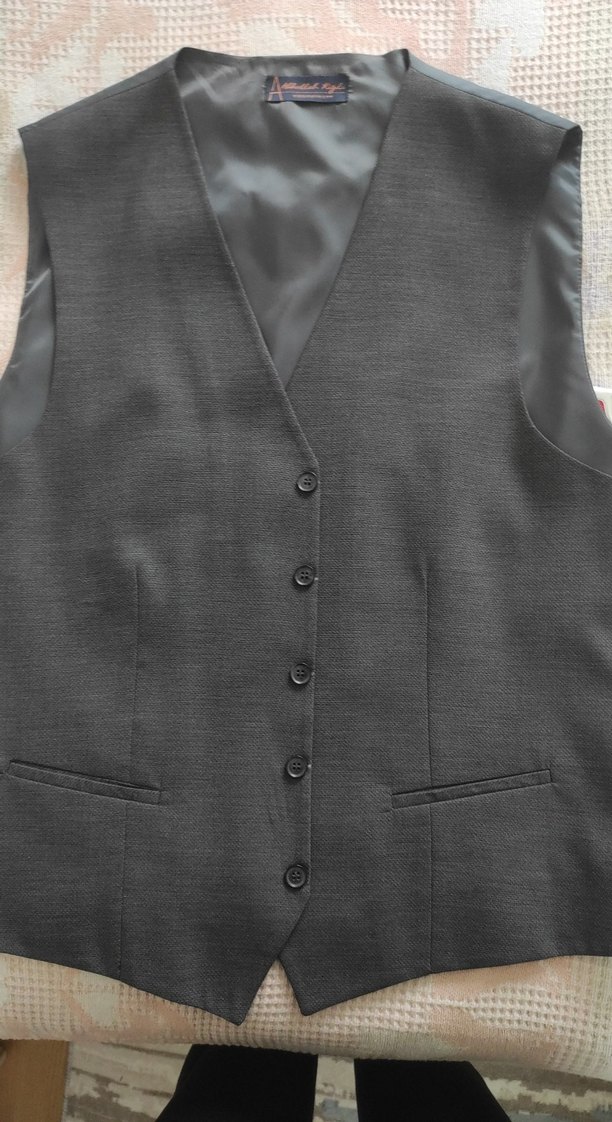 Gri Düğmeli Erkek Yelek - Görsel 5