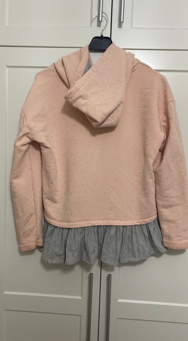 Kız Çocuk Pembe Fırfırlı Sweatshirt - Görsel 2