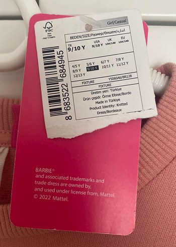 Pembe Barbie Baskılı Kız çocuk elbise - Görsel 3