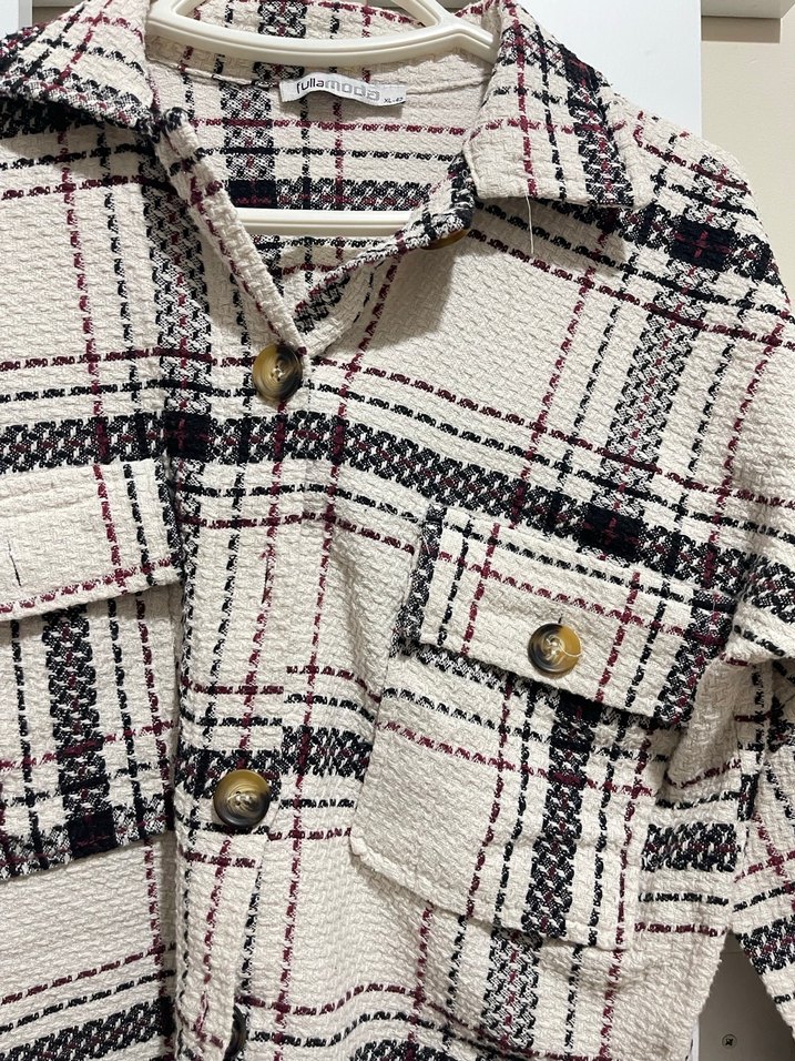 Düğmeli Ekose Desenli Uzun Kollu Kadın Gömlek - Görsel 2