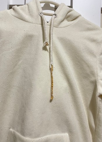 Beyaz Kapüşonlu Kadın Sweatshirt - Görsel 2