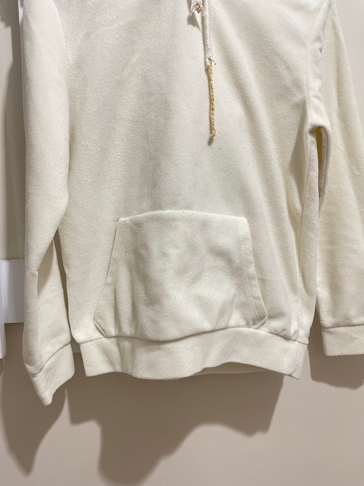 Beyaz Kapüşonlu Kadın Sweatshirt - Görsel 3