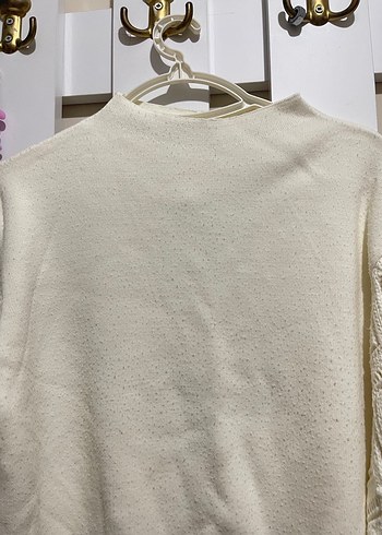 Beyaz Örgü Bohem Kadın Kazak - Görsel 3