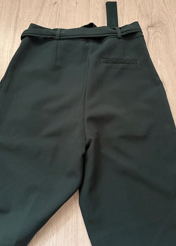 Quzu Kemerli Yeşil yüksek bel Kumaş Kadın Pantolon