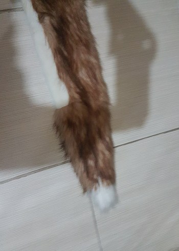 Kahverengi Leopar Desenli Uzun Kadın Kürk Şal - Görsel 4