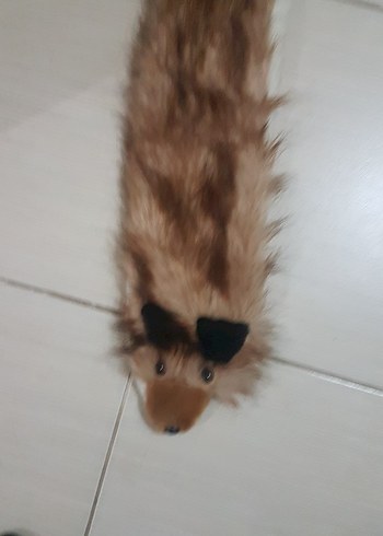 Kahverengi Leopar Desenli Uzun Kadın Kürk Şal - Görsel 2