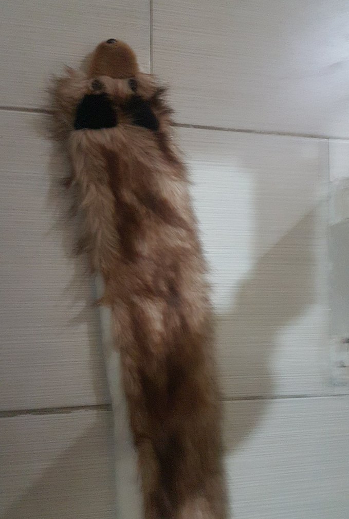 Kahverengi Leopar Desenli Uzun Kadın Kürk Şal - Görsel 3