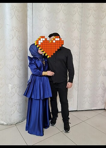 l Beden Süreyya istif saks mavi tesettür elbise