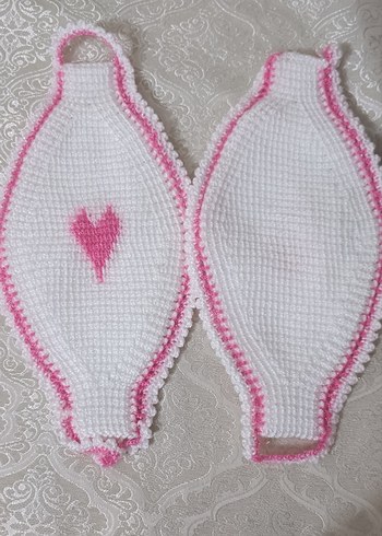 Pembe Kalp Desenli Örgü Banyo Lifi - Görsel 2