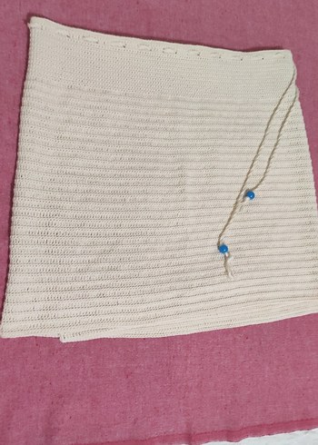 Beyaz Örgü Mini Hamile Eteği - Görsel 2